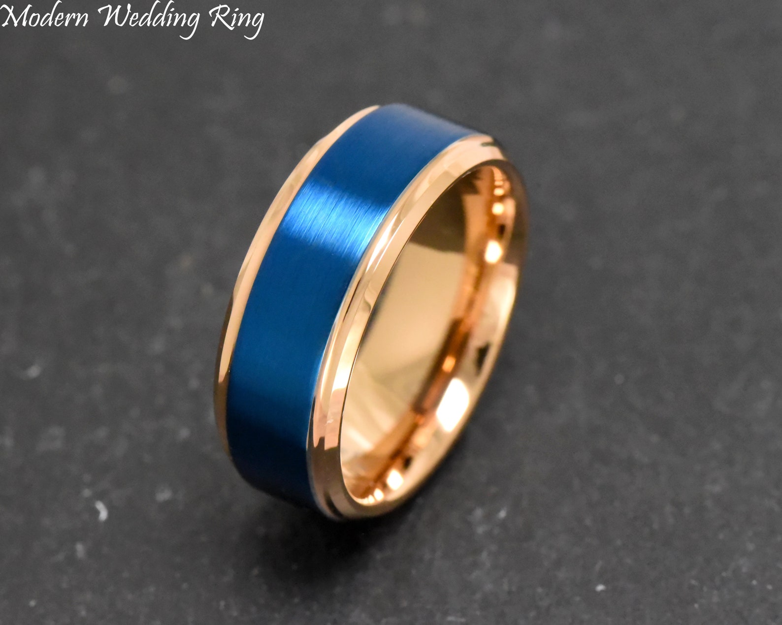 Two Tone Wedding Band Men's Wedding Ring Tungsten Etsy