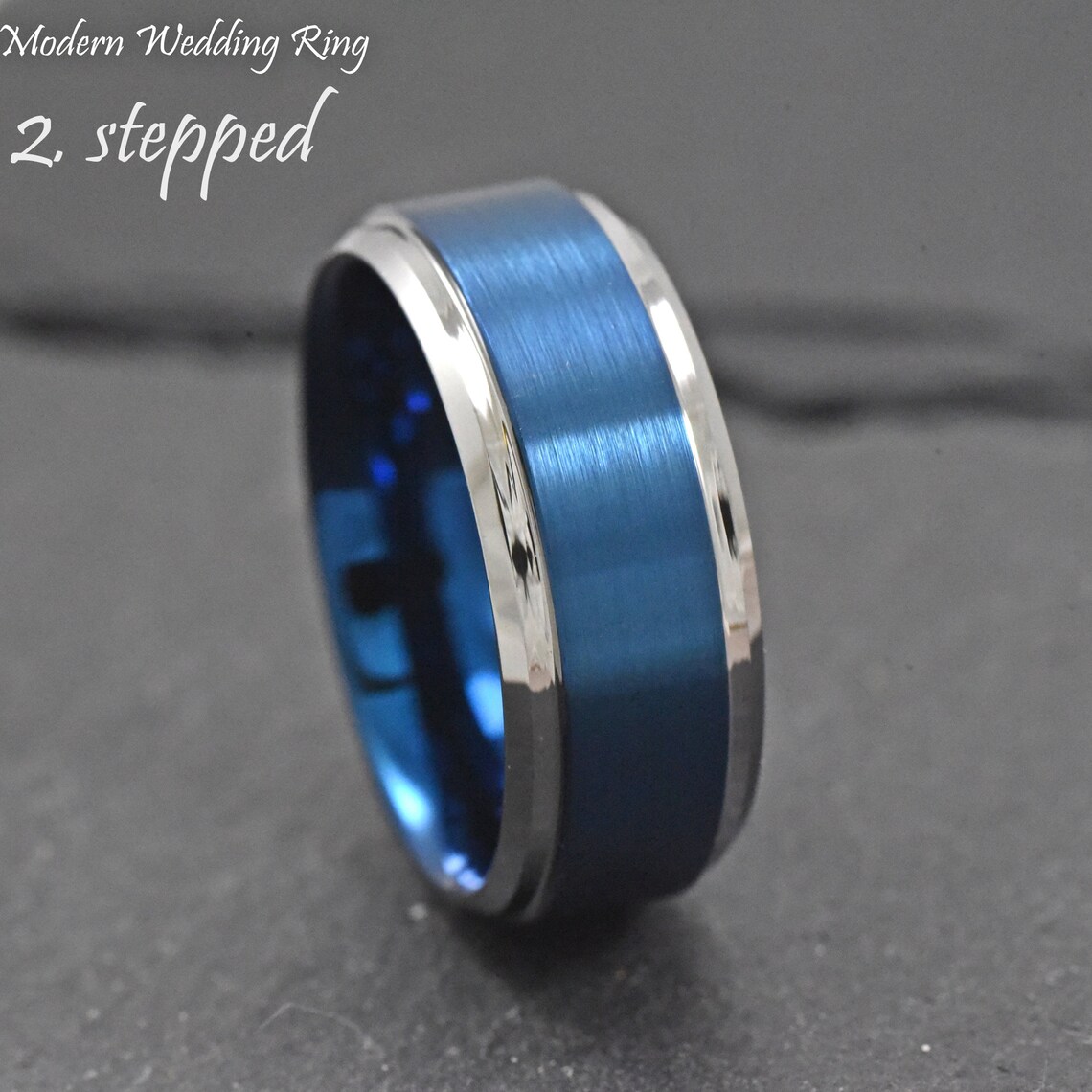 Blue Wedding Ring Blue Wedding Band Mens Unique Promise Etsy