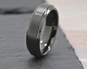 Dark grey wedding best sale ring