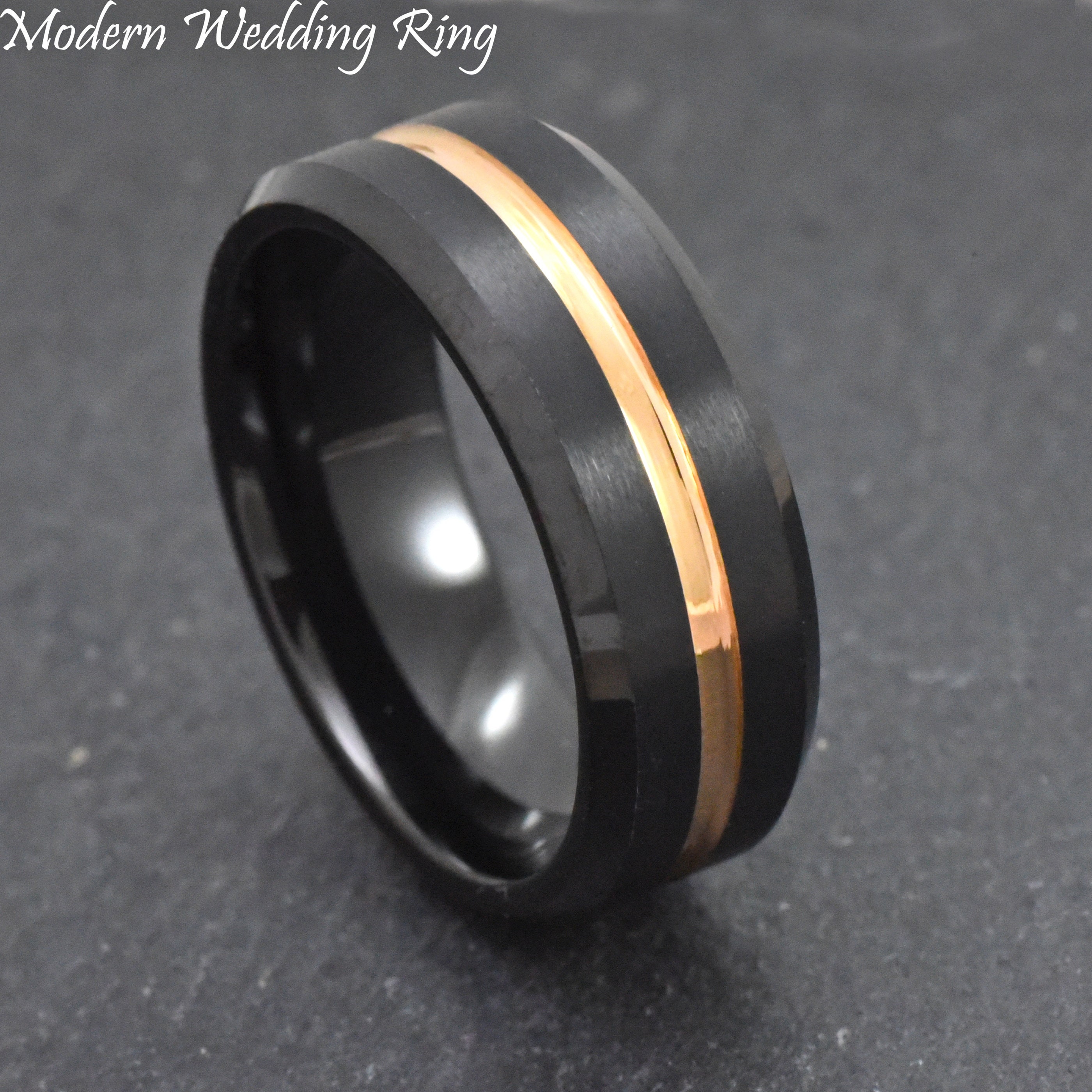 Men Tungsten Wedding Band 8mm Black Wedding Ring Mens | Etsy