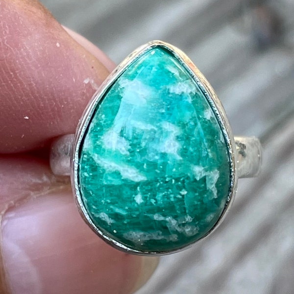 Bague argent 925, bague amazonite, bague taille 52 ou 6 US, bague style bohème, idée cadeau pour femme, bague petite taille