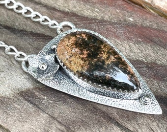 925 silver necklace, Lodolite necklace, garden quartz necklace, scenic quartz necklace, boho style necklace, gift idea for women