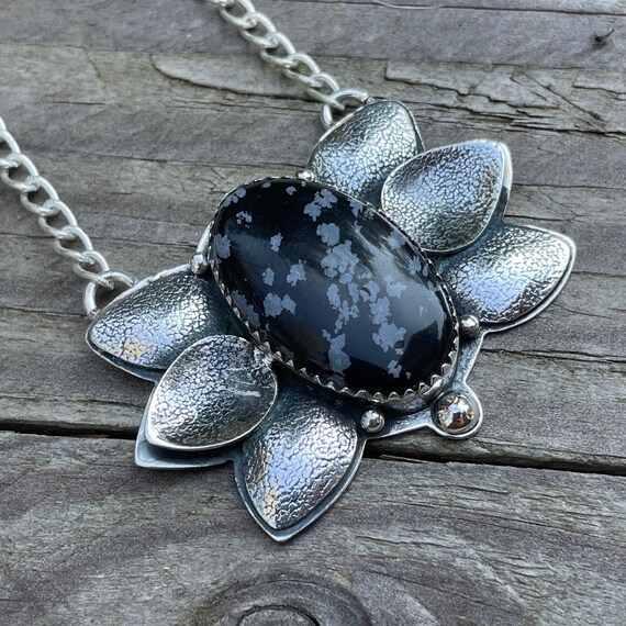 Etsy obsidian necklace deals