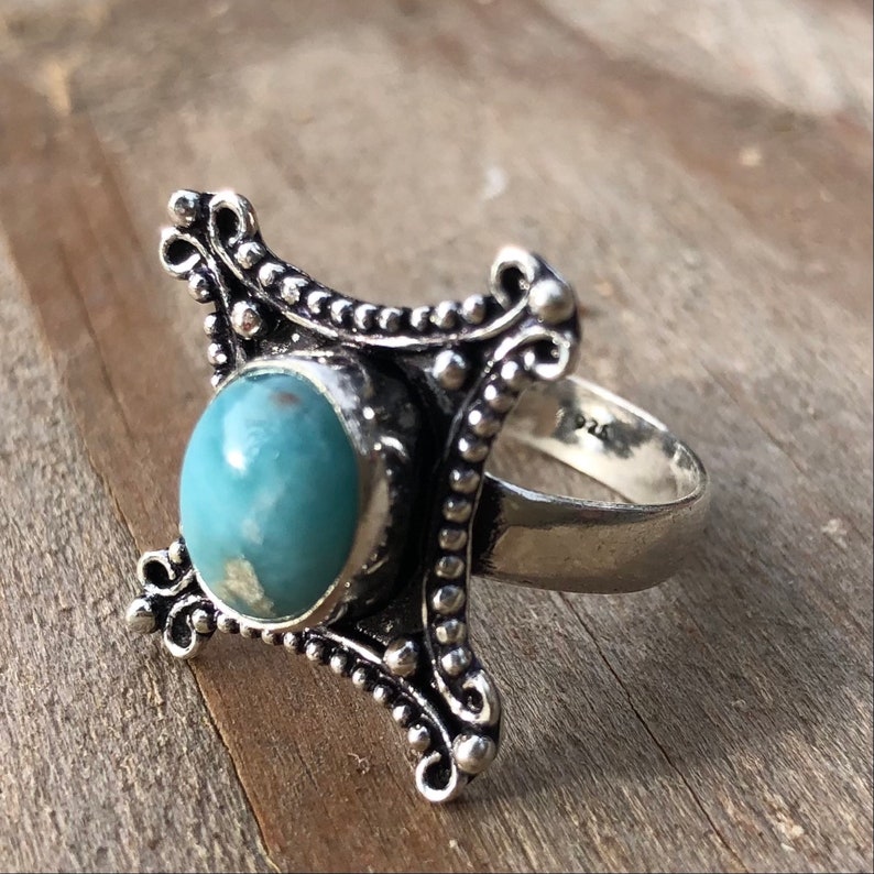 . Silver ring 925 and larimar size 60 size 9 US