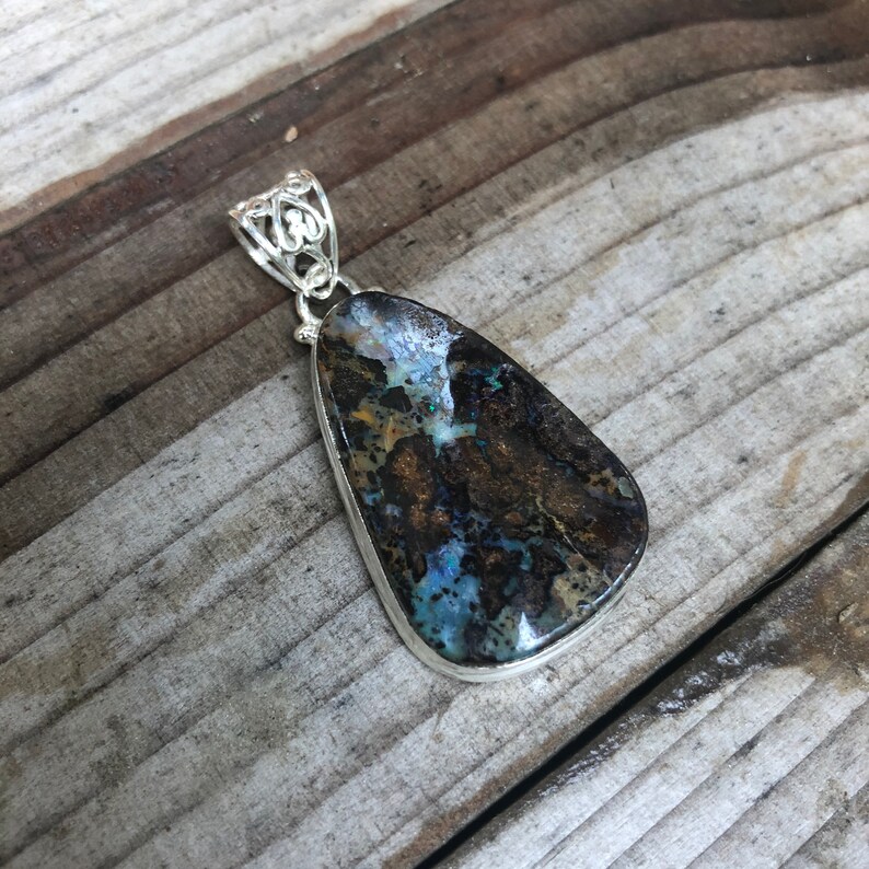 925 silver pendant and natural Australian boulder opal