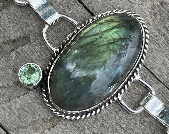 Labradorite, green amethyst, silver 925, labradorite bracelet, amethyst bracelet, silver bracelet 925, silver stone bracelet