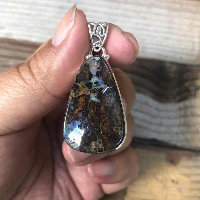 925 silver pendant and natural Australian boulder opal