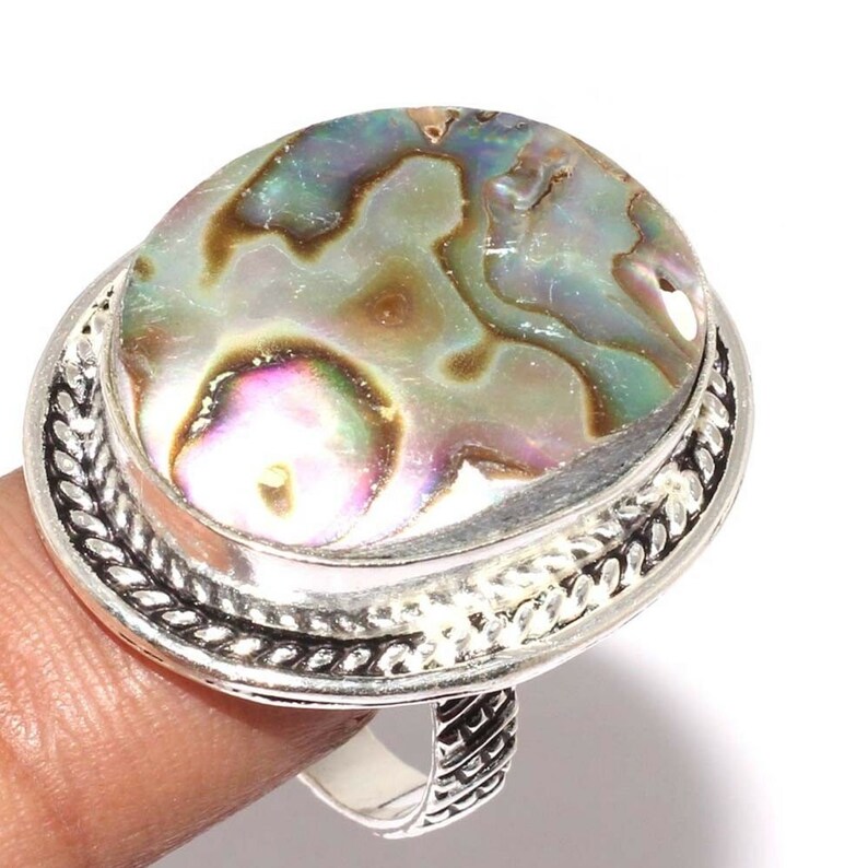 US size 7.25 Women/'s ring in Silver 925 and abalone Ormeau . size 55