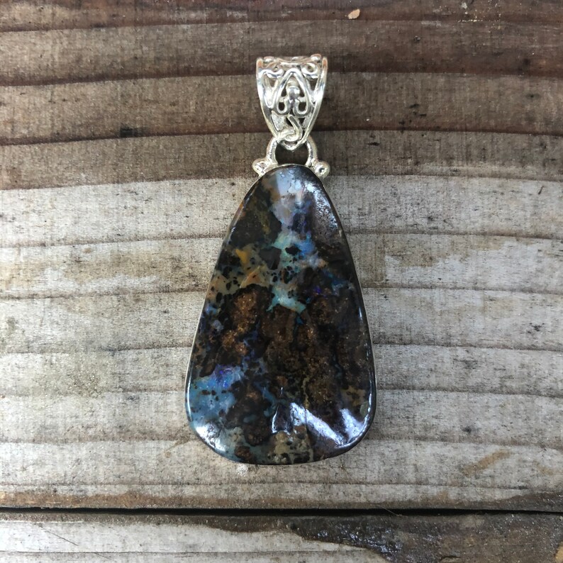925 silver pendant and natural Australian boulder opal