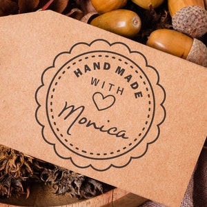 Labelstempel, Handgemaakt door Stamp, Aangepaste stempel, Handgemaakt met liefde stempel, Labelstempel, Bedrijfsstempel