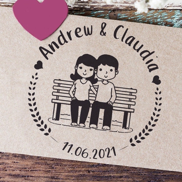 Sello Boda Novios, Sello Personalizado, Sello Bautizo, Sello Comunion, Sello Cumpleaños Aniversario, Wedding Stamp Tampon Bapteme