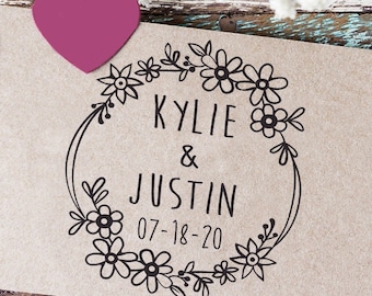 Custom Wedding Stamp , Save the Date Rubber Stamp, Personalized Wedding Stamp ,  Flower Power, Custom Wedding Stamp, Sello Boda, Stamps