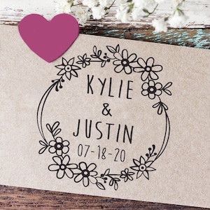 Custom Wedding Stamp , Save the Date Rubber Stamp, Personalized Wedding Stamp ,  Flower Power, Custom Wedding Stamp, Sello Boda, Stamps