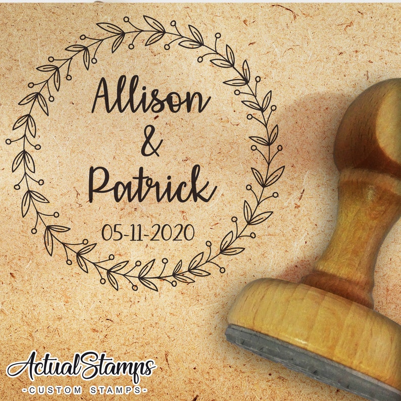 Custom Wedding Stamps WEDDING STAMP Laurel Customize Stamp Etsy