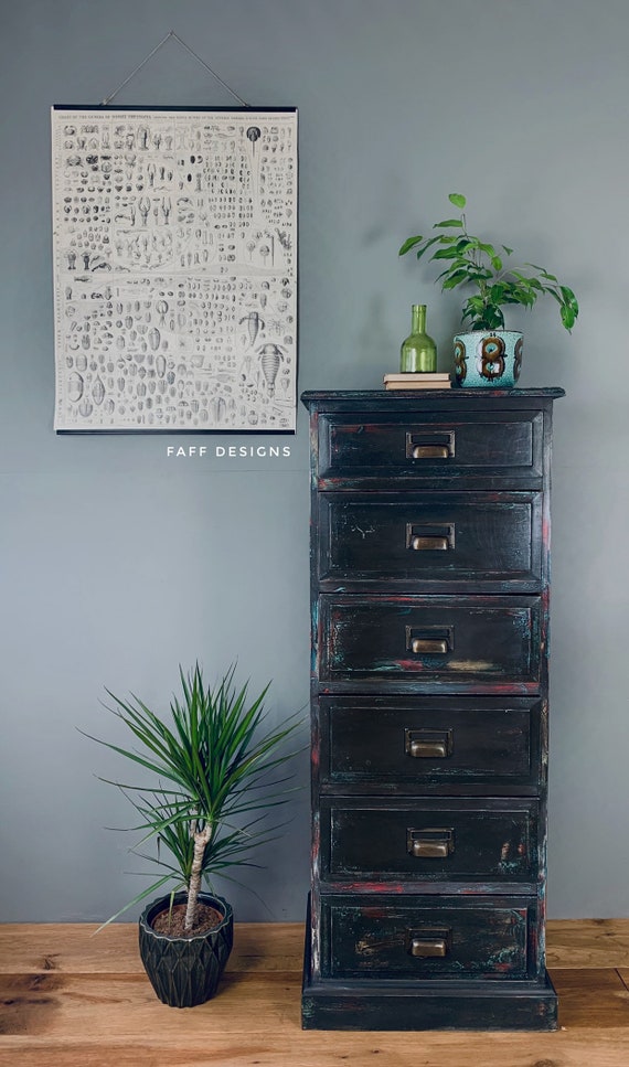 black tallboy chest of drawers