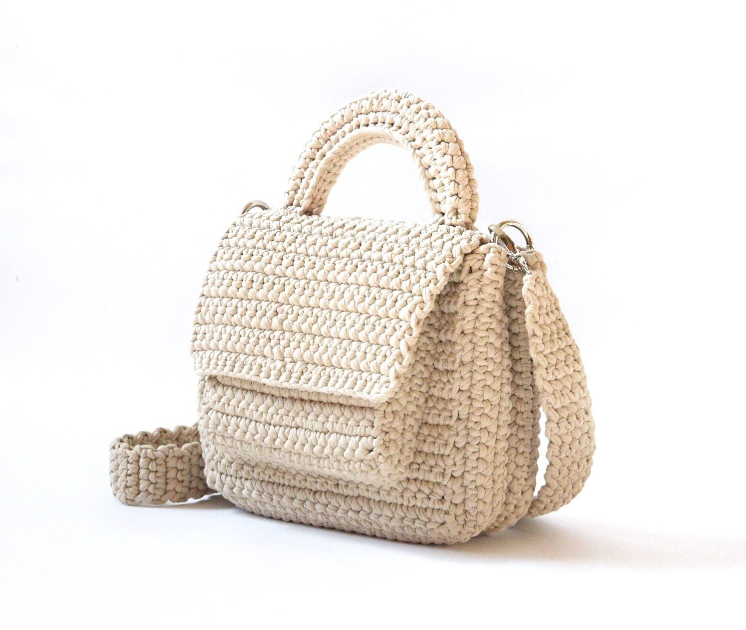 Vegan bag Beige crochet handbag boho bag fashion designer | Etsy