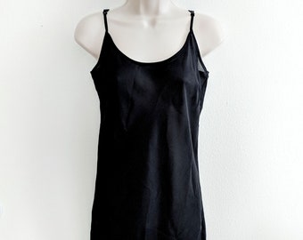Vintage Sheer Black Slip, Black Slip Dress - S