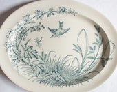 Antique T. G. F. Booth 39 Hawthorn 39 Blue and White Meat Platter or Serving Plate, Antique Transferware China, Blue Transferware