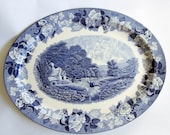 Enoch Wood 39 s Woods Ware 39 English Scenery 39 Blue and White Transferware Meat Platter
