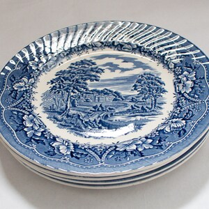 Vintage 'old Castle' Pattern Blue and White Transferware 9