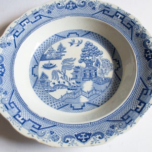 Hancock & Sons Corona Ware &#39;Willow&#39; Pattern Blue and White Transferware Dish, Blue Transferware