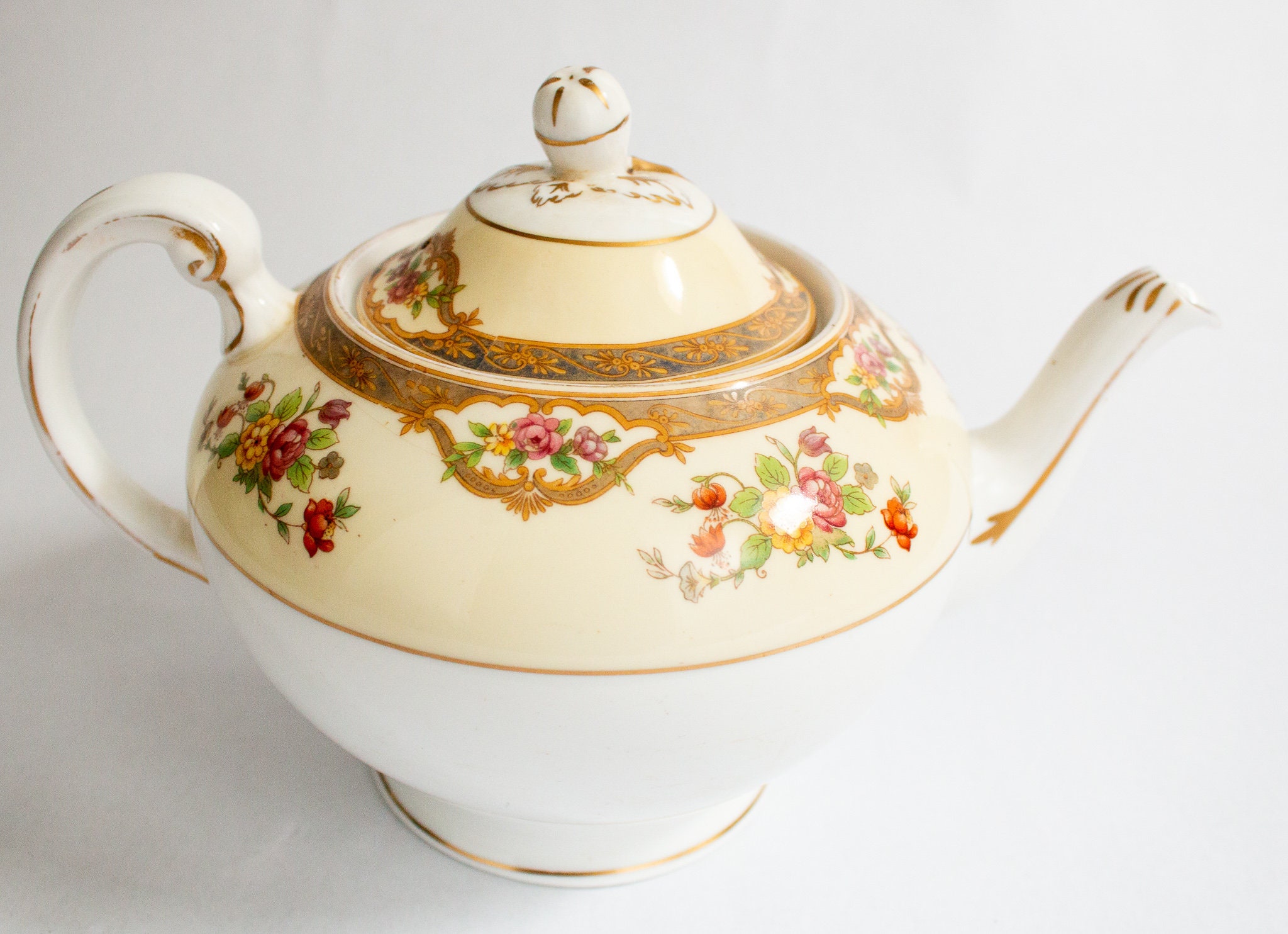 Vintage Tuscan China Plant Pale Yellow and Floral Teapot Etsy
