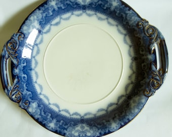 Royal Doulton Burlsem 'Watteau' Flow Blue and Gilt Serving Plate
