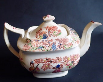 Antique Teapot with Oriental Scenes