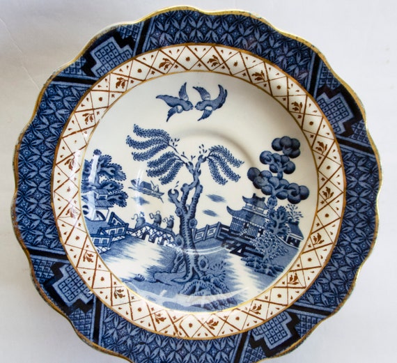 A8025 ANTIQUE THE ORIGINAL OLD WILLOW PATTERN BOOTHS CHINA MEDIUM SIZE PLATES 