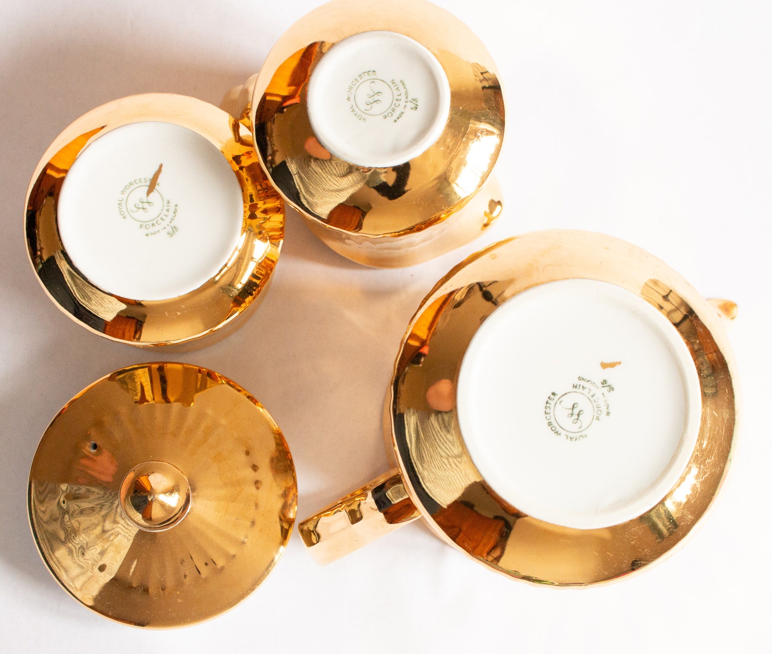 Royal Worcester Porcelain Gold Lustre Part Tea Set Vintage Etsy