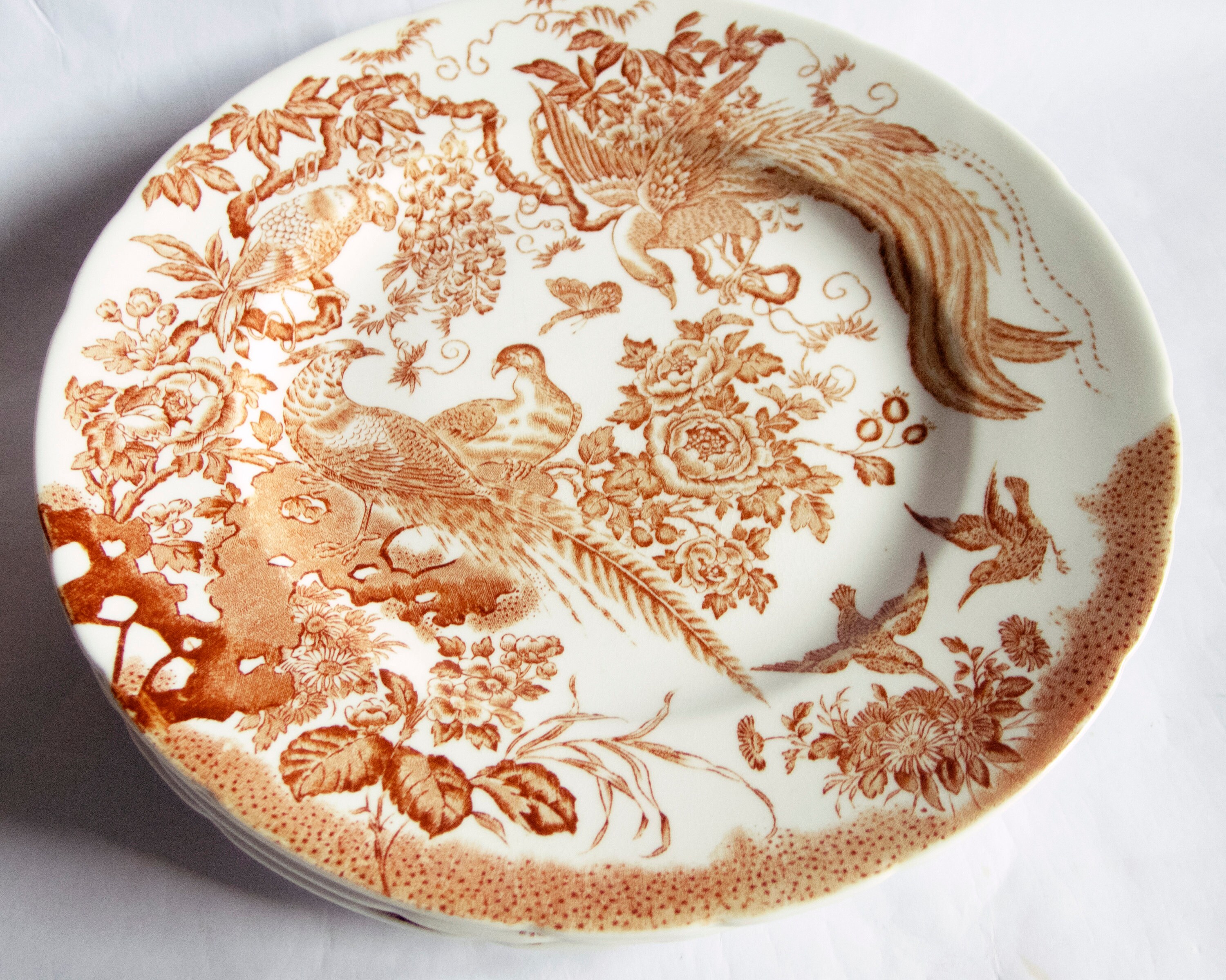 Royal Crown Derby 'olde Avesbury' Brown and White Transferware