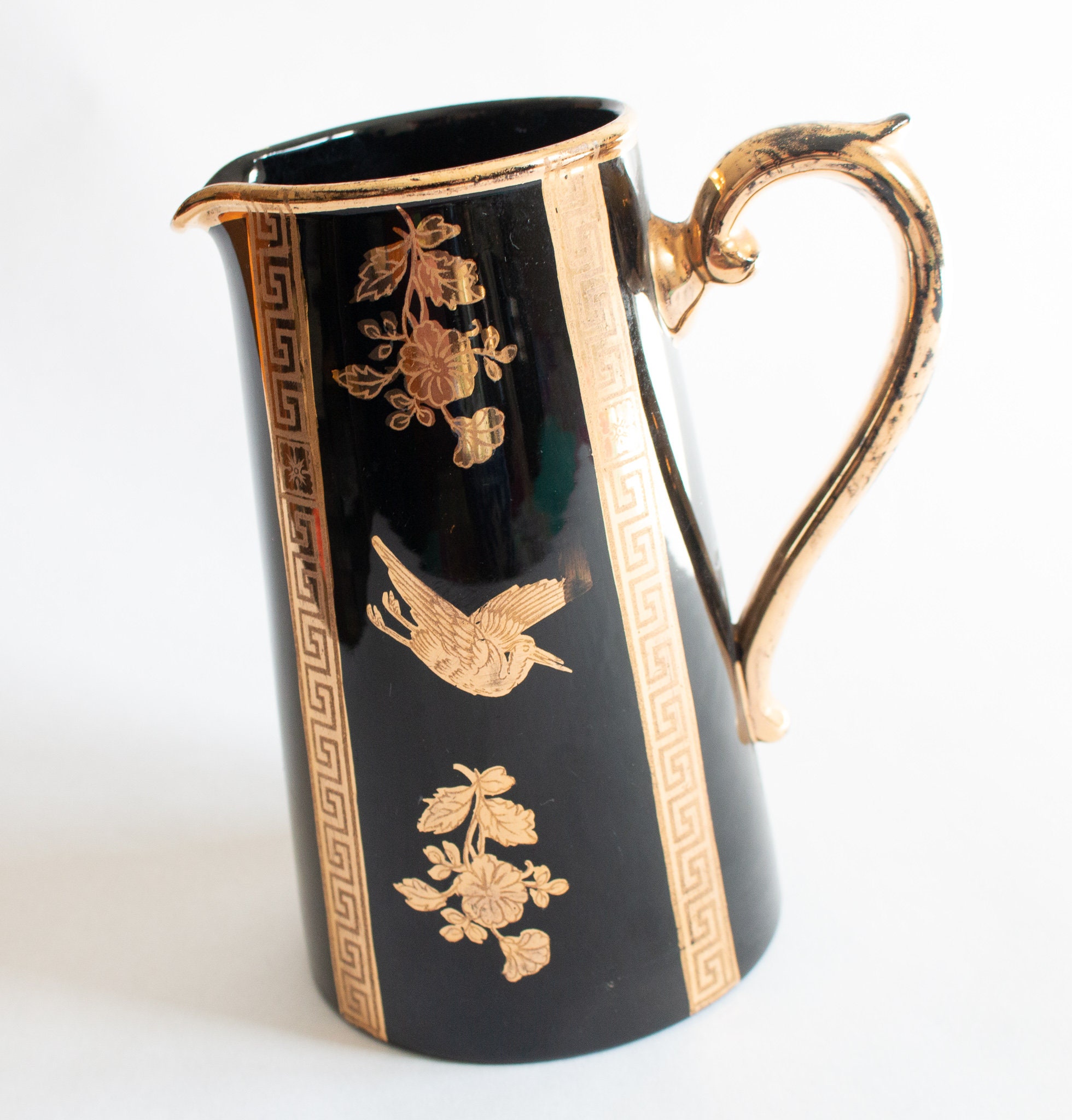 Home & Living Kitchen Storage Kitchen & Dining Antique Jackfield Type Black and Gold Teapot