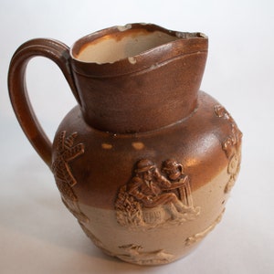 Antique Stoneware Brown Treacle Glazed Doulton Lambeth Jug, Salt Glazed Jugs, Salt Glazed Stoneware, Antique Jugs Pitchers
