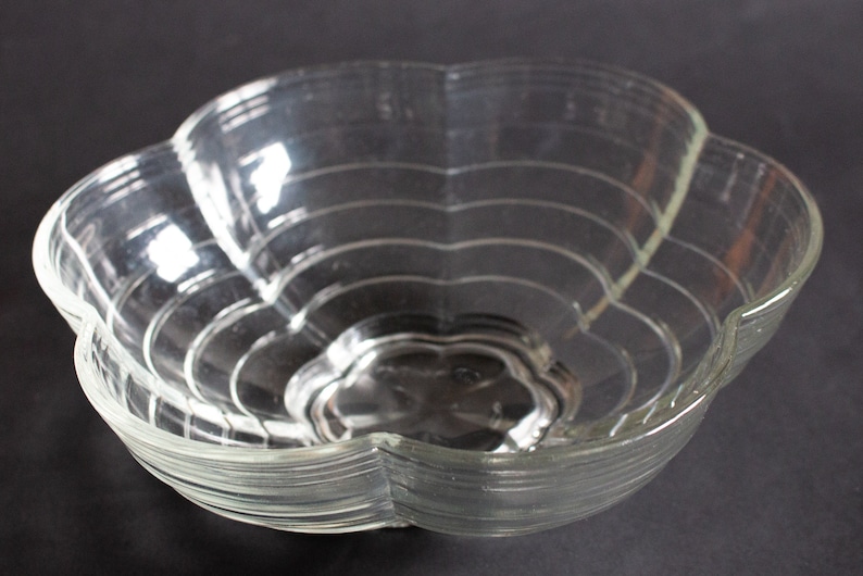 Vintage Pressed Glass Serving Bowl, Retro Glass Fruit Bowls, Vintage Glass Bowls image 2
