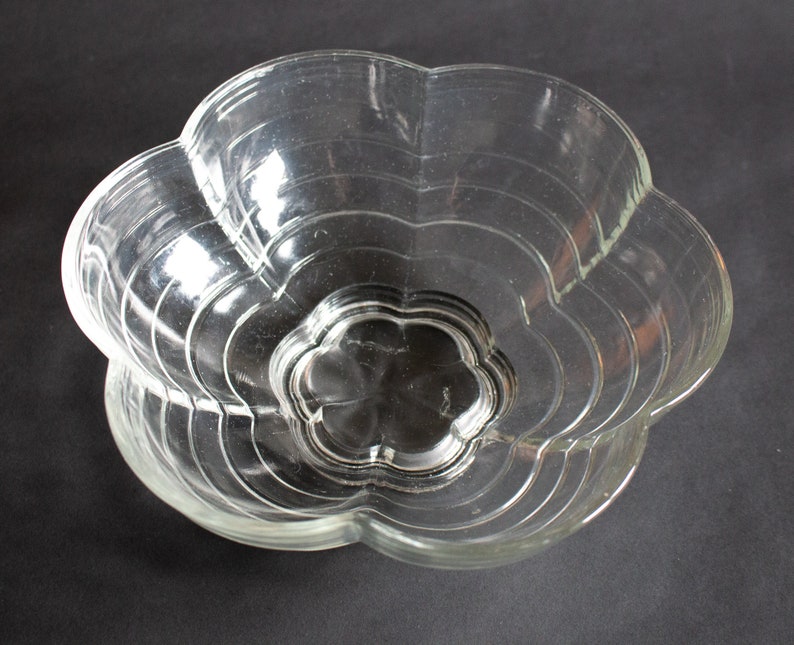 Vintage Pressed Glass Serving Bowl, Retro Glass Fruit Bowls, Vintage Glass Bowls image 1