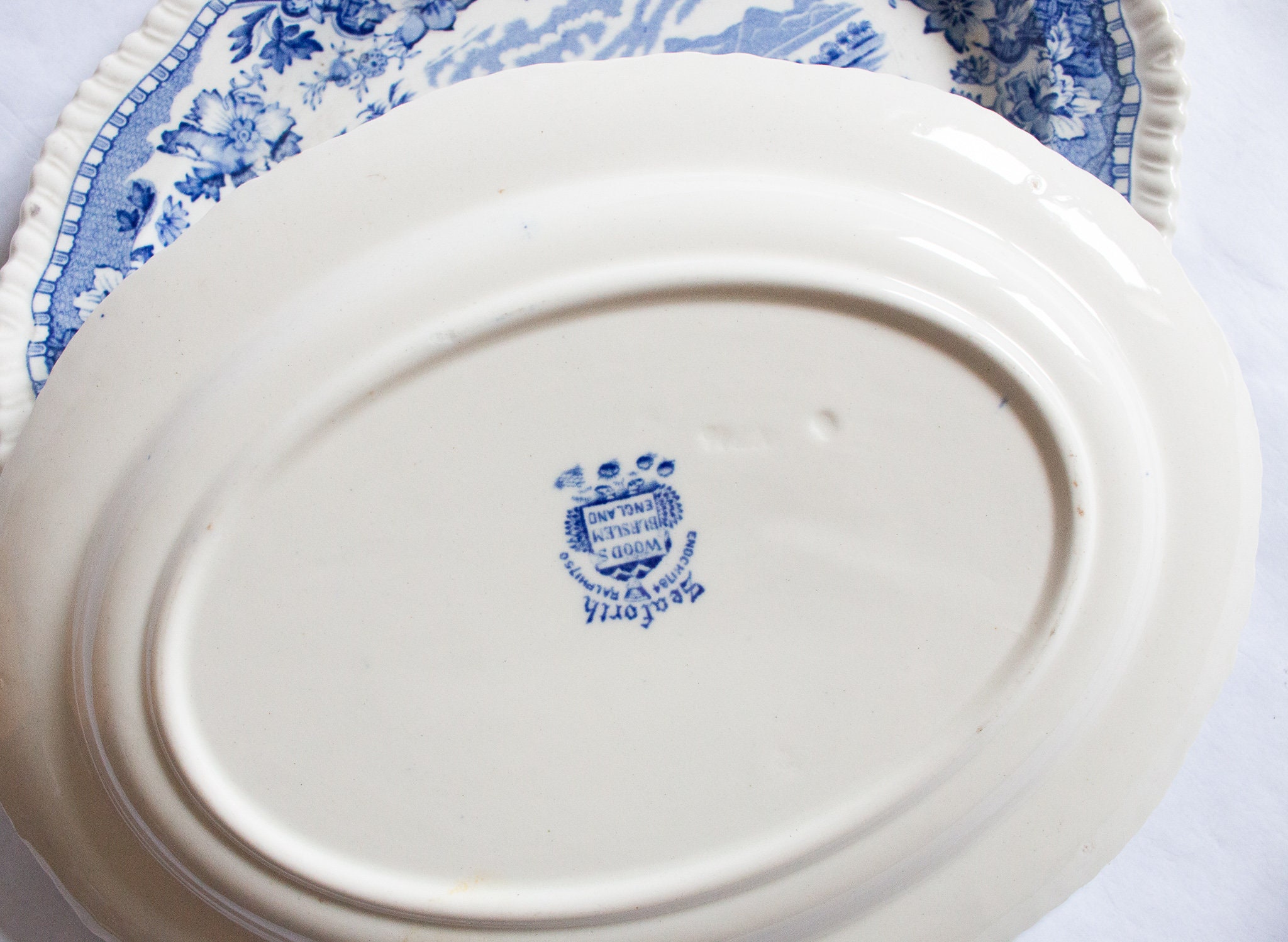 Vintage Woods Burslem England 'seaforth' Blue and White