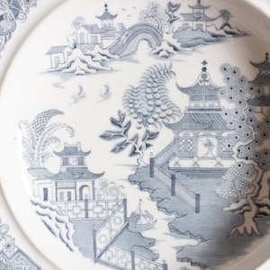 Antique Royal Worcester Willow Pattern Blue and White Transferware Tureen Base or Shallow Dish, Antique Blue Transferware, Vintage Teatime