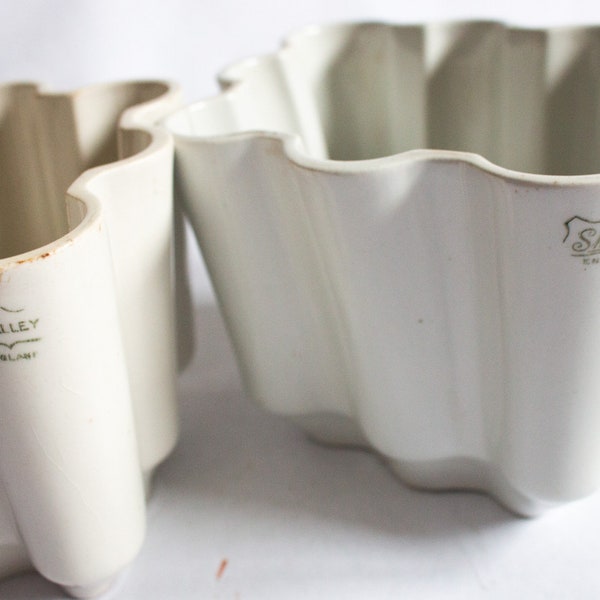 Shelley White Ceramic Jelly Moulds (2), Vintage Kitchen, Shelley China, Vintage Kitchenalia, Jelly Mould Collecting