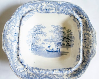 Blue and White Transferware Tureen Base