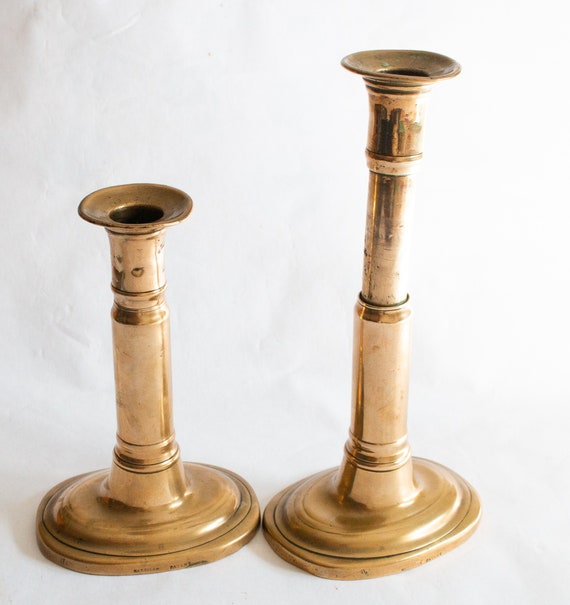 Antik Harrison Patent Teleskop Messing Kerzenständer (2), Messing Kerzenständer, Antikes Messing