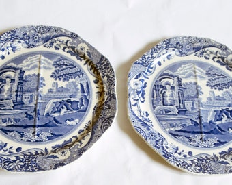 Spode 'Italian' Blue and White Cake Plates (2)