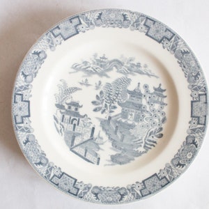 Antique Royal Worcester Willow Pattern Blue and White Transferware Side Plates (4), Antique Blue Transferware, Vintage Teatime
