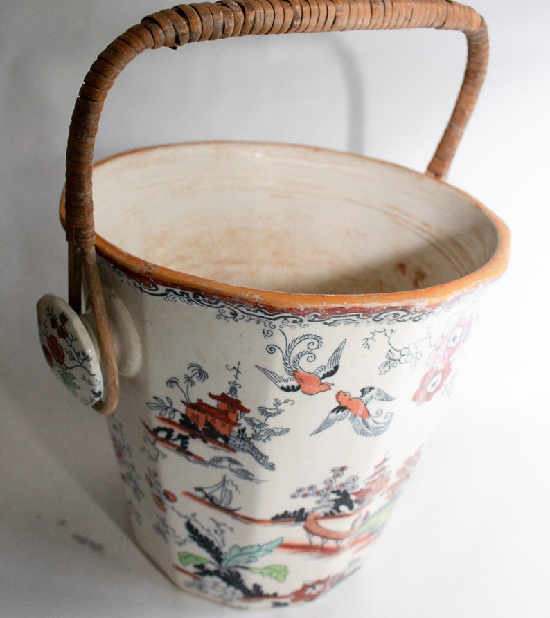 Antique Masons Ironstone Slop Bucket with Original Rattan Etsy Italia