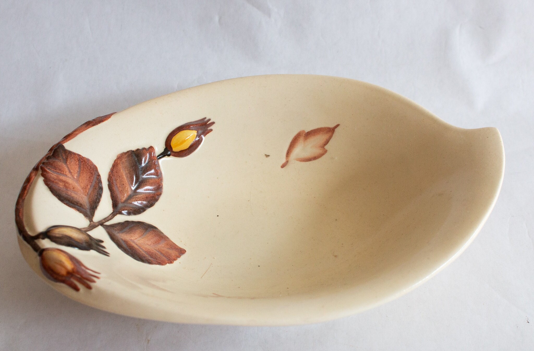 Vintage Carlton Ware Australian Design Brown Moulded Leaf