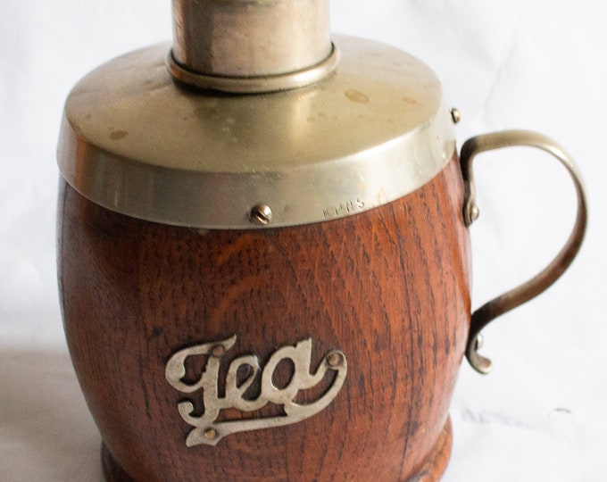 Vintage Wooden and Metal Tea Cannister, Wooden Storage Jars