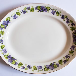 Swinnertons Staffordshire Oval Serving Platter Violet Floral Detail, Vintage Floral Platters