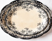 Antique Blue and White Graduated Serving Plates (3), Antique Transferware China, Brown Transferware