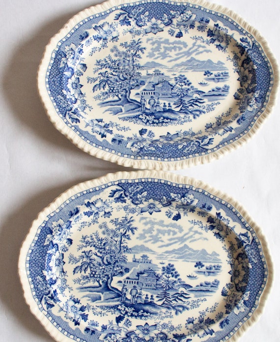 Vintage Woods Burslem England 'seaforth' Blue and White