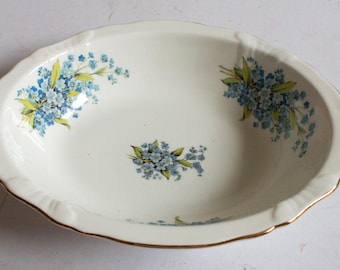 Hammersley Fine Bone China 'Forget Me Not' Blue and White Floral Oval Tureen Base or Serving Bowl