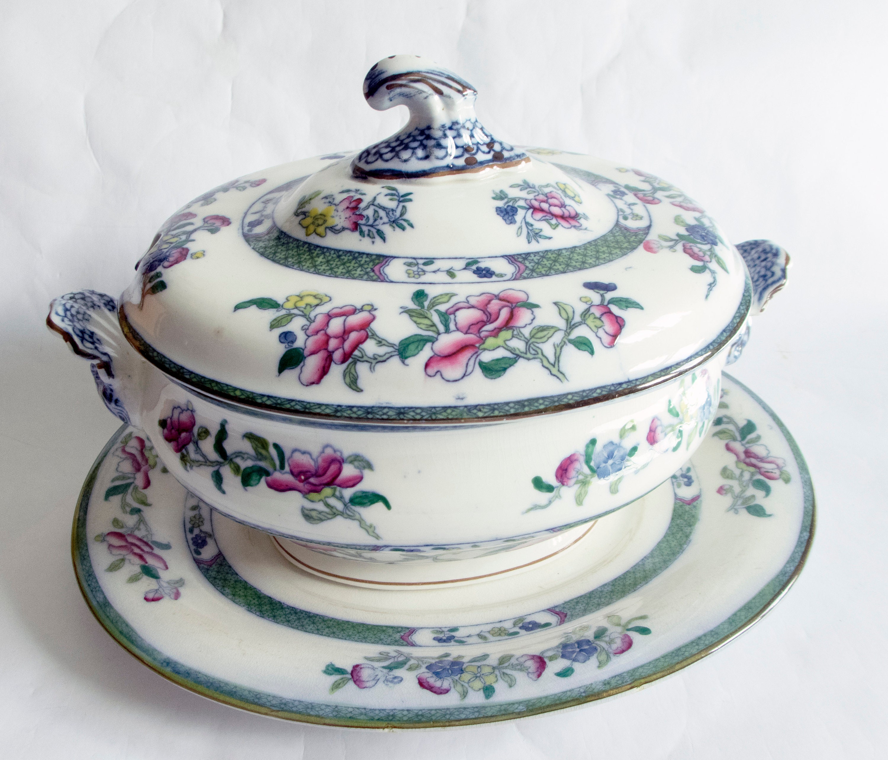 Antique Serving Dish Tureen Bisto England 'orient' Etsy